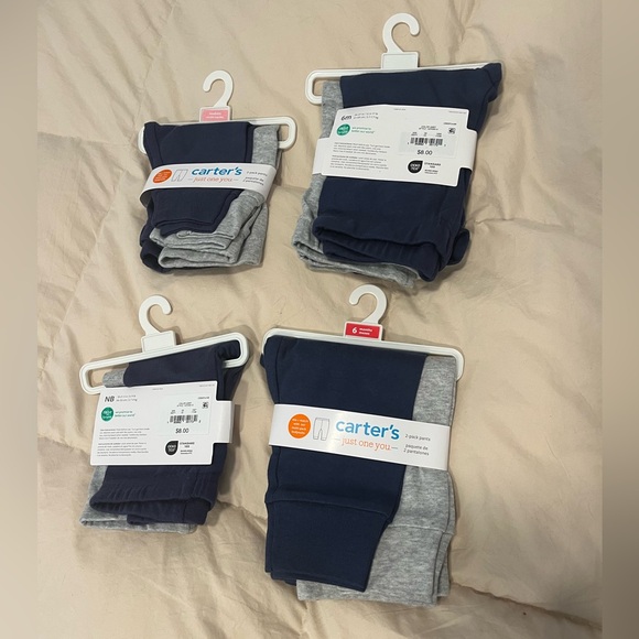 Carter's Kids Navy and Gray Joggers Bundle of 4 Sets - NB & 6 Months - Picture 1 of 6